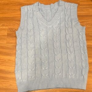 Light Blue Cable Knit Sweater Vest